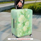 1-Piece Green Floral Pattern White Rose Vintage Style Elegant Travel  Suitcase Luggage Cover, Stretch Protective Sleeve