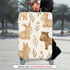 1-Piece Cute Bunny Horse Floral Leaf Pastoral Animal  Suitcase Luggage Cover, Stretch Protective Sleeve