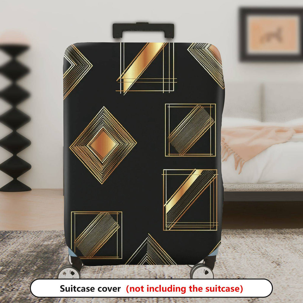1-Piece Geometric Gold Metallic Abstract Elegant Stylish Artistic  Suitcase Luggage Cover, Stretch Protective Sleeve