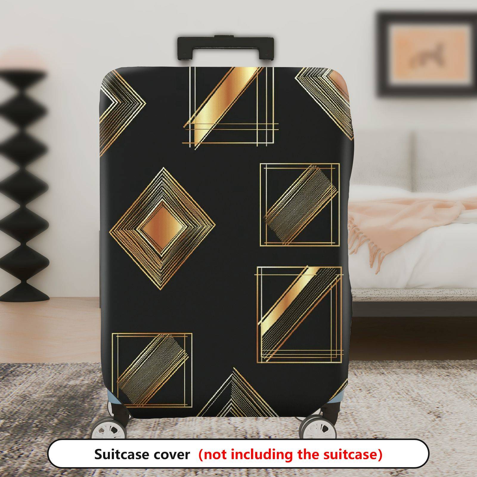 1-Piece Geometric Gold Metallic Abstract Elegant Stylish Artistic  Suitcase Luggage Cover, Stretch Protective Sleeve