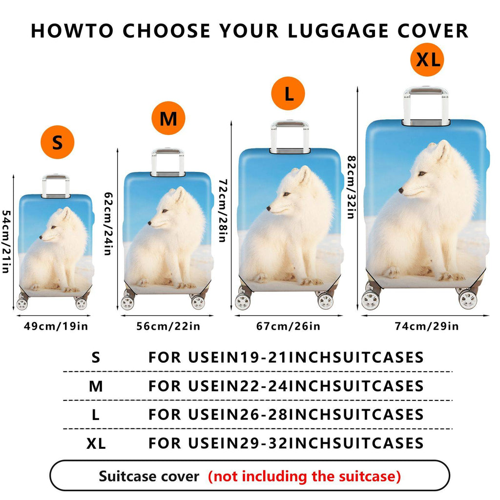 1-Piece Arctic Fox Winter Blue White Nature Animal  Suitcase Luggage Cover, Stretch Protective Sleeve
