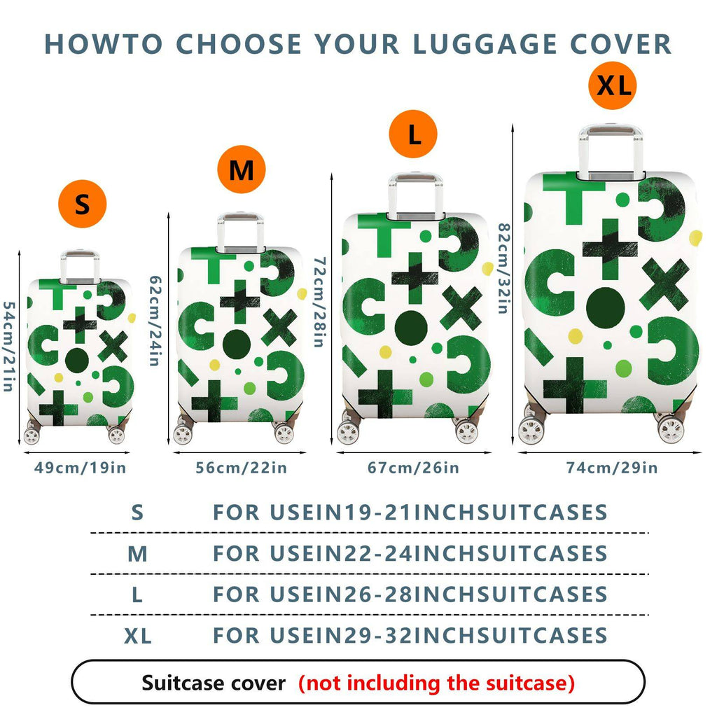 1-Piece Green Geometric Abstract Modern Artistic Trendy  Suitcase Luggage Cover, Stretch Protective Sleeve