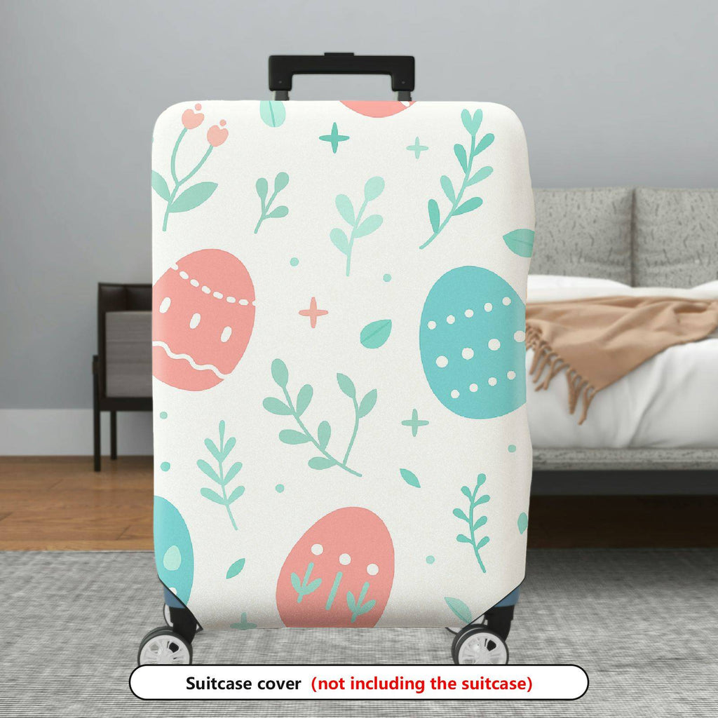 1-Piece Pastel Easter Egg Nature Plant Floral  Suitcase Luggage Cover, Stretch Protective Sleeve