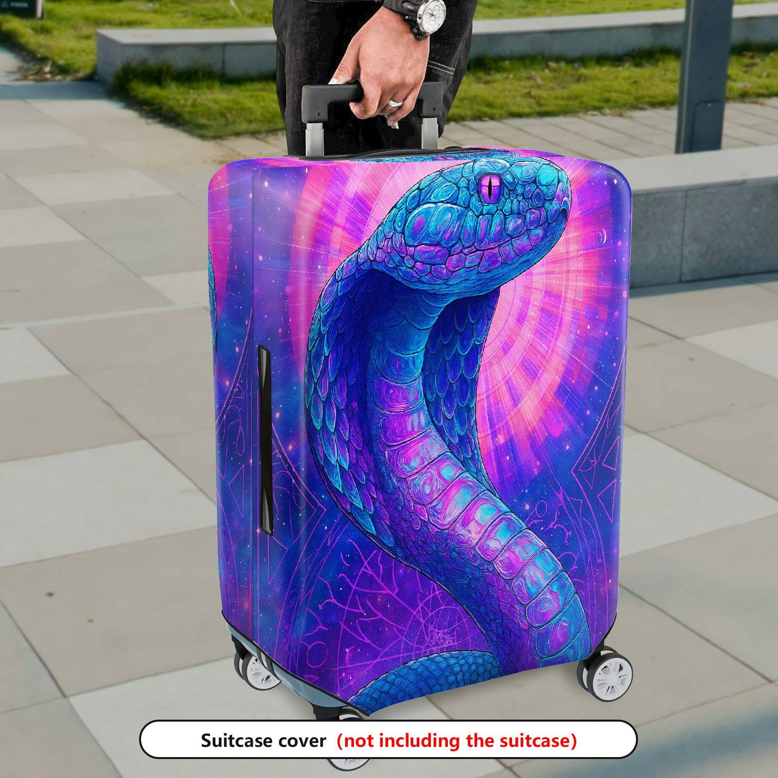1-Piece Psychedelic Mystic Snake Cosmic Art Radiant Colorful  Suitcase Luggage Cover, Stretch Protective Sleeve