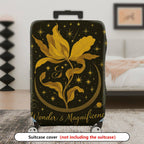 1-Piece Golden Floral Starry Night Wonder Magnificence Cosmic  Suitcase Luggage Cover, Stretch Protective Sleeve
