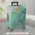 1-Piece Marble Gold Green Artistic Abstract Travel  Suitcase Luggage Cover, Stretch Protective Sleeve