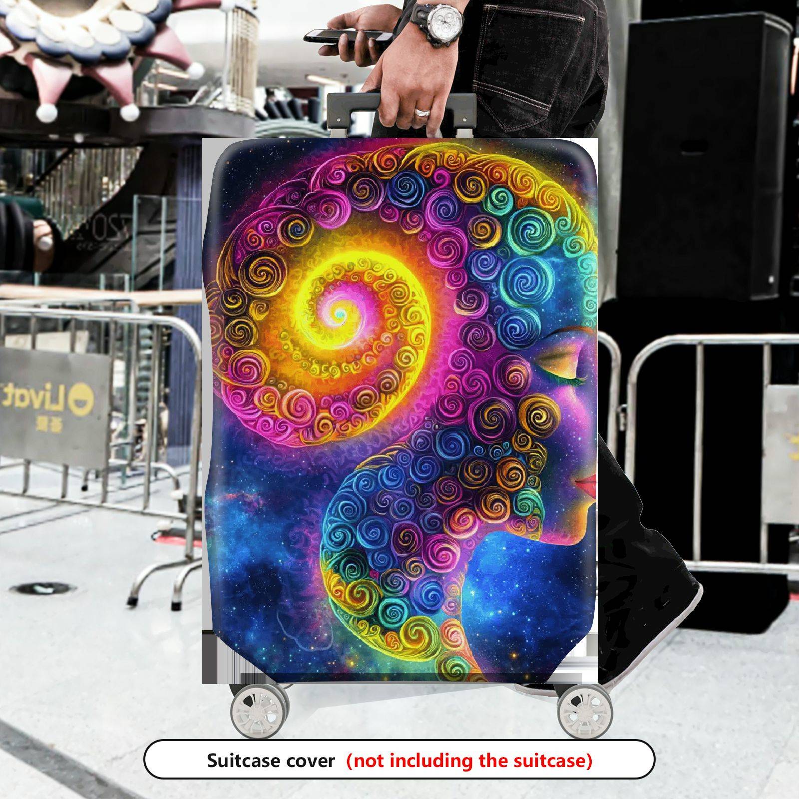 1-Piece Colorful Spiral Galaxy Abstract Cosmic Pattern  Suitcase Luggage Cover, Stretch Protective Sleeve