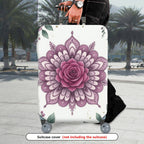 1-Piece Floral Mandala Rose Leaf Artistic Bohemian Spiritual  Suitcase Luggage Cover, Stretch Protective Sleeve