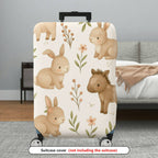 1-Piece Cute Bunny Horse Floral Leaf Pastoral Animal  Suitcase Luggage Cover, Stretch Protective Sleeve