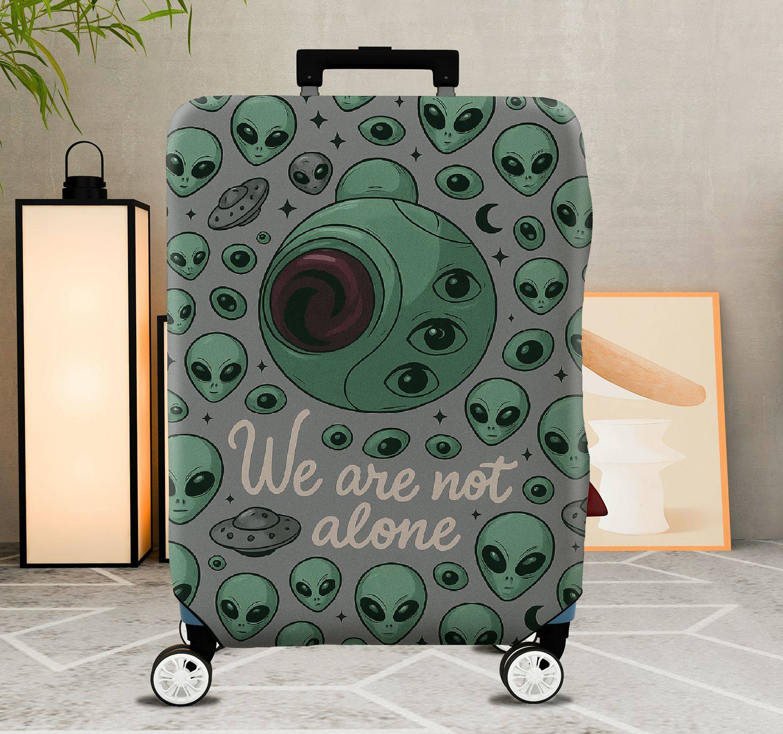 1-Piece Alien  Space Outer World Cosmic  Suitcase Luggage Cover, Stretch Protective Sleeve
