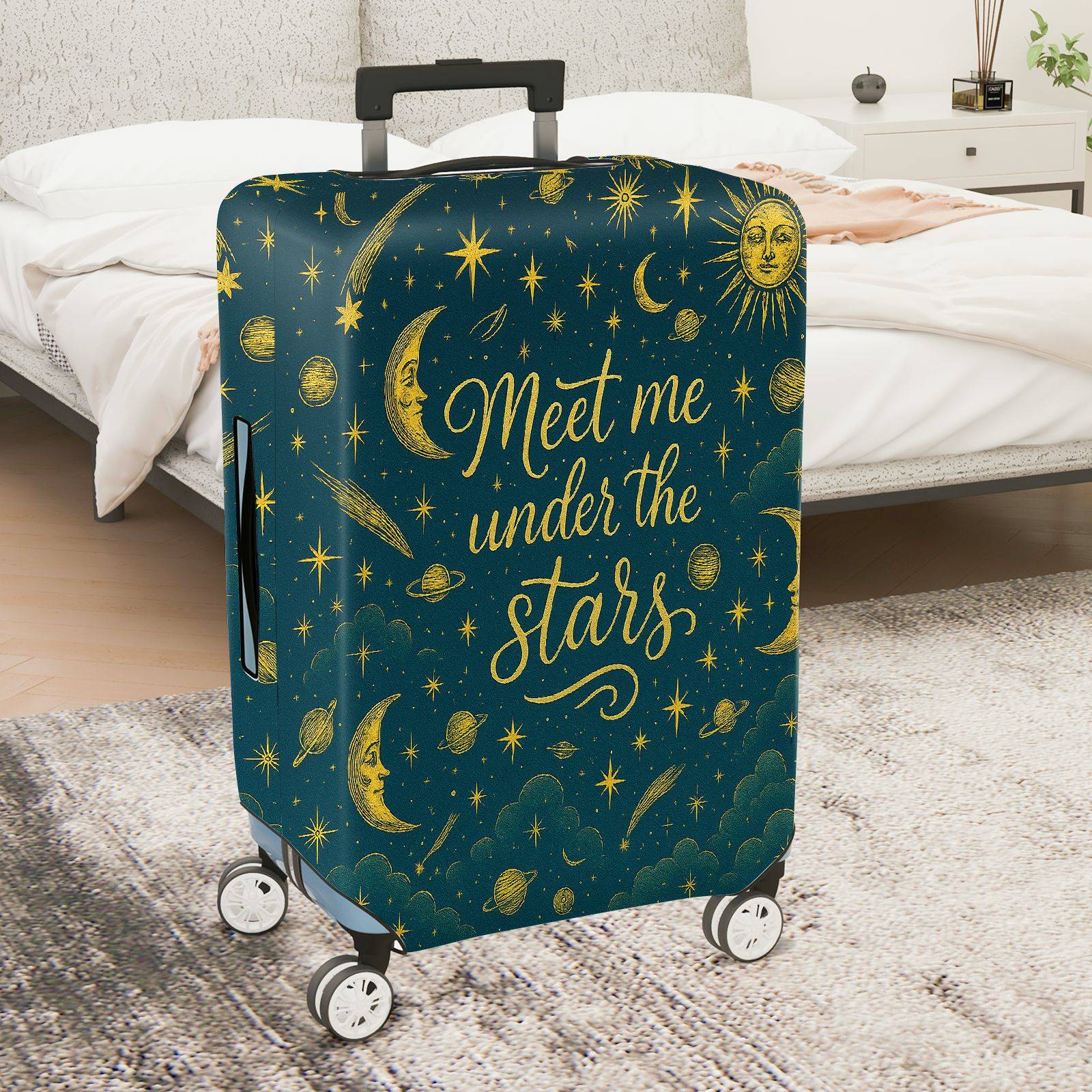 1-Piece Starry Sky Moon Galaxy Celestial Planet Cosmic  Suitcase Luggage Cover, Stretch Protective Sleeve