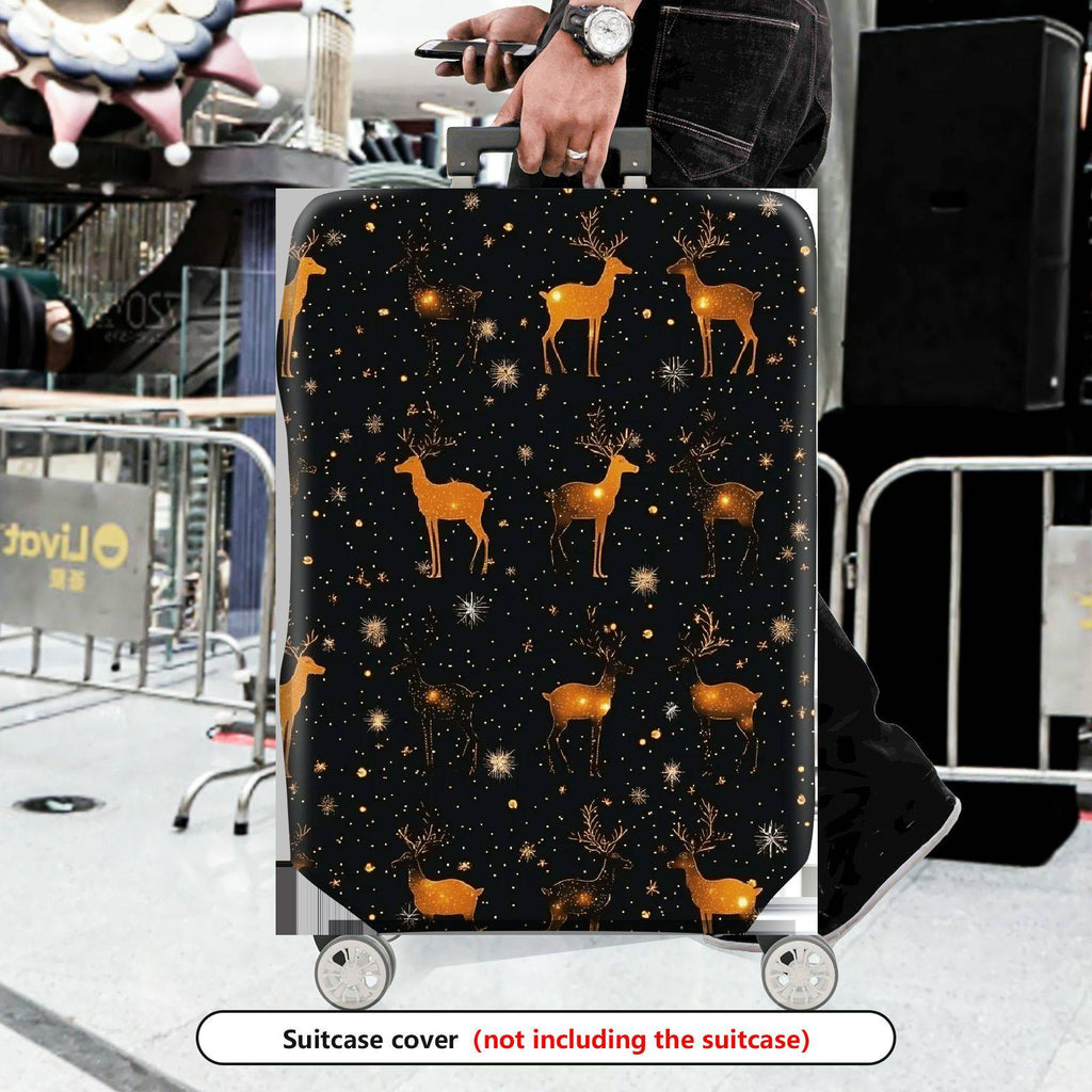 1-Piece Deer Starry Night Festive Cosmic Holiday  Suitcase Luggage Cover, Stretch Protective Sleeve
