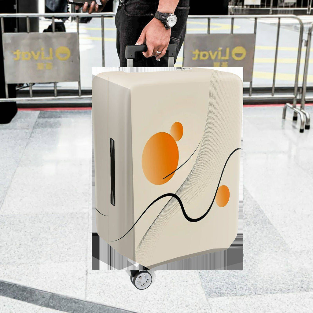 1-Piece Minimalist Abstract Geometric Art Orange Swirl  Suitcase Luggage Cover, Stretch Protective Sleeve
