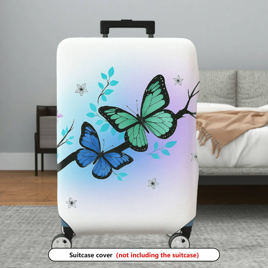 1-Piece Butterfly Floral Gradient Nature Artistic  Suitcase Luggage Cover, Stretch Protective Sleeve