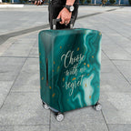 1-Piece Abstract Teal Gold Inspirational Artistic Motivational  Suitcase Luggage Cover, Stretch Protective Sleeve