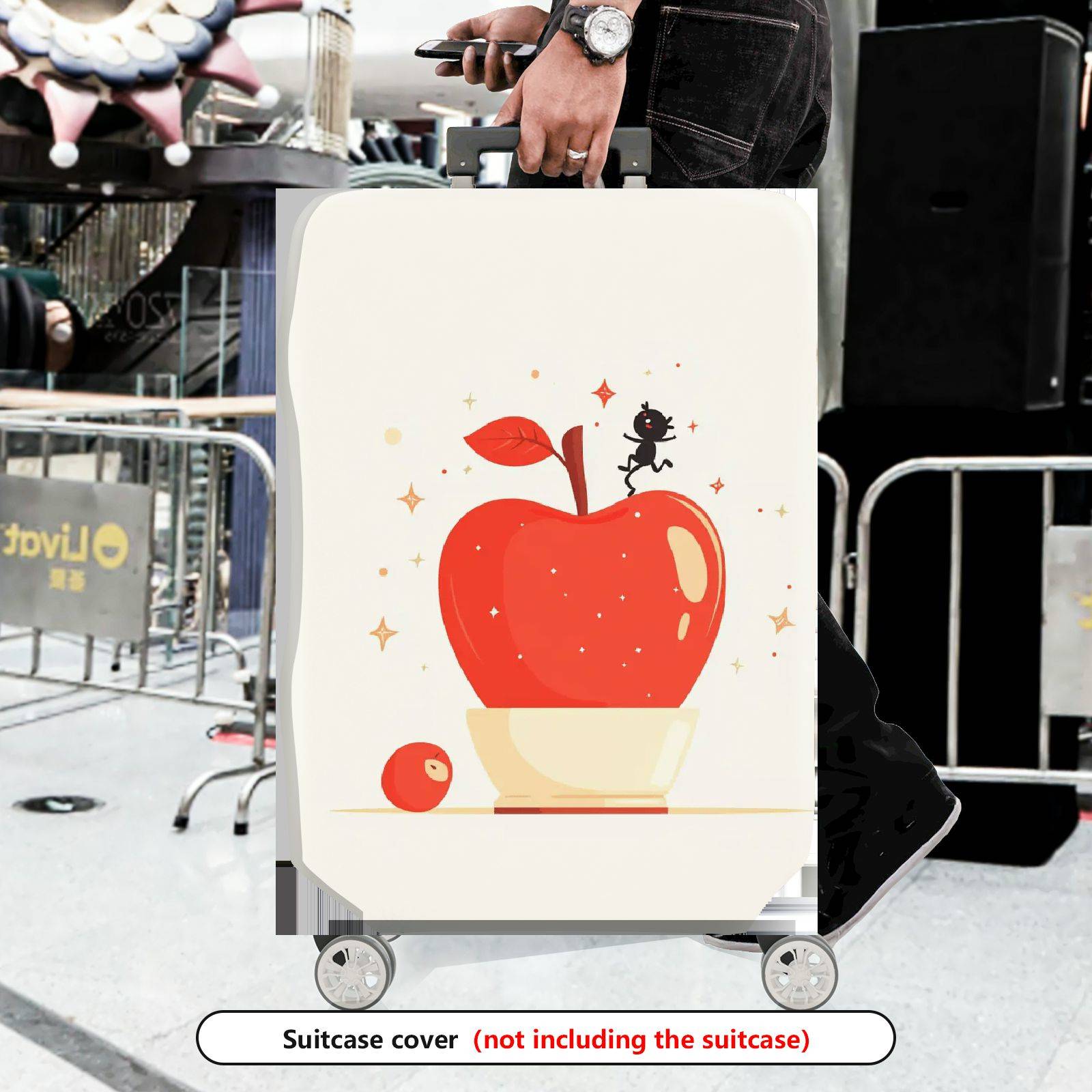 1-Piece Apple Ant  Artistic Fun Modern Stylish  Suitcase Luggage Cover, Stretch Protective Sleeve