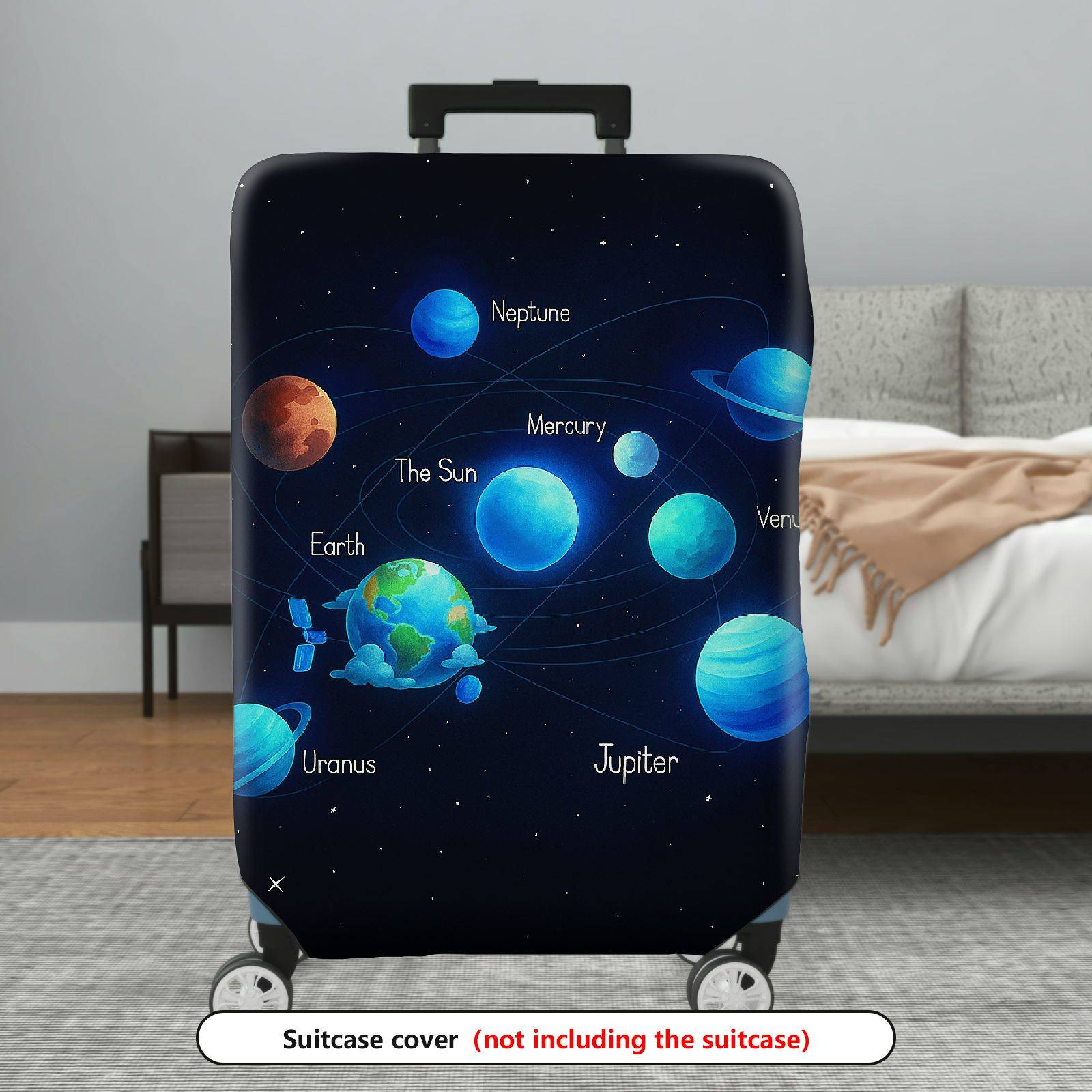 1-Piece Solar System Universe Planet Galaxy Astronomical Space  Suitcase Luggage Cover, Stretch Protective Sleeve
