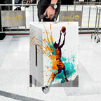 1-Piece Abstract Colorful Basketball Athlete Action Splash Artistic  Suitcase Luggage Cover, Stretch Protective Sleeve