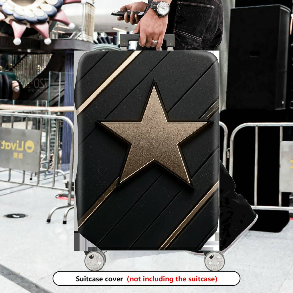 1-Piece Star Pattern Black Gold Geometric Modern Stylish  Suitcase Luggage Cover, Stretch Protective Sleeve