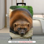 1-Piece Animal Nature Wildlife Forest Cute Wolverine  Suitcase Luggage Cover, Stretch Protective Sleeve