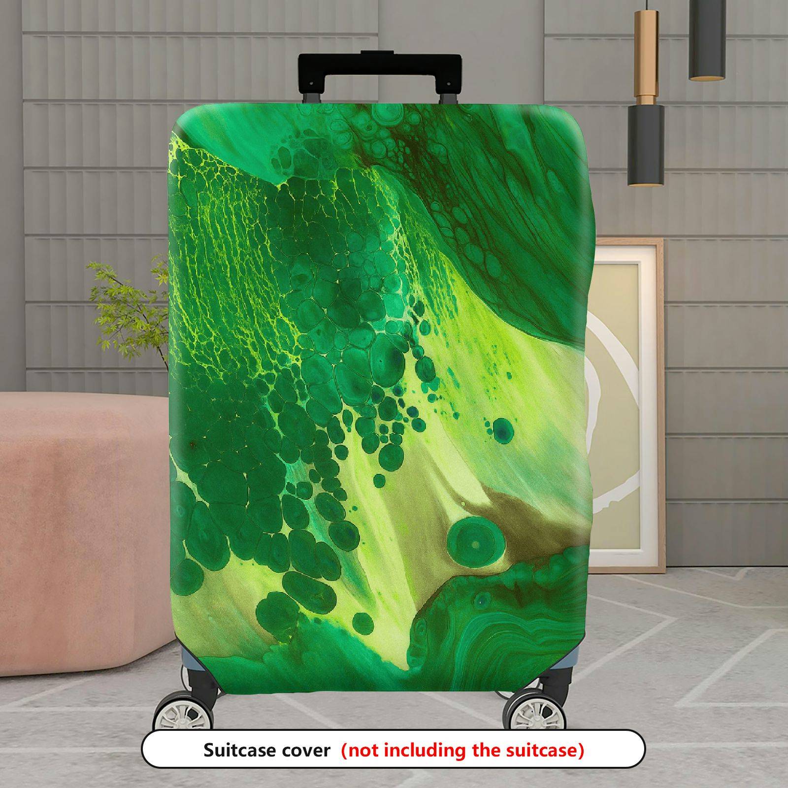1-Piece Abstract Green Artistic Fluid Pattern Colorful  Suitcase Luggage Cover, Stretch Protective Sleeve