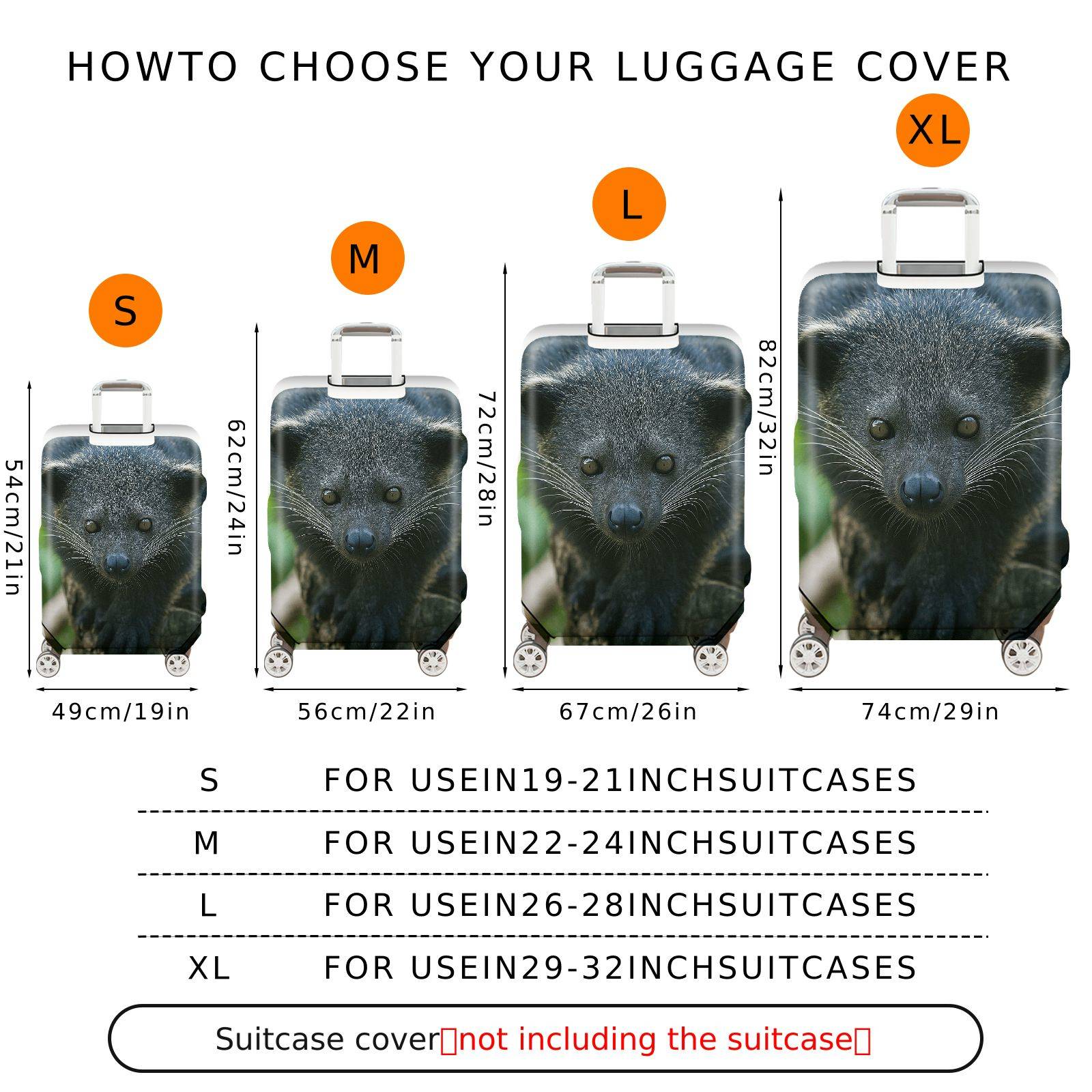 1-Piece Animal Wildlife Jungle Nature Exotic  Suitcase Luggage Cover, Stretch Protective Sleeve