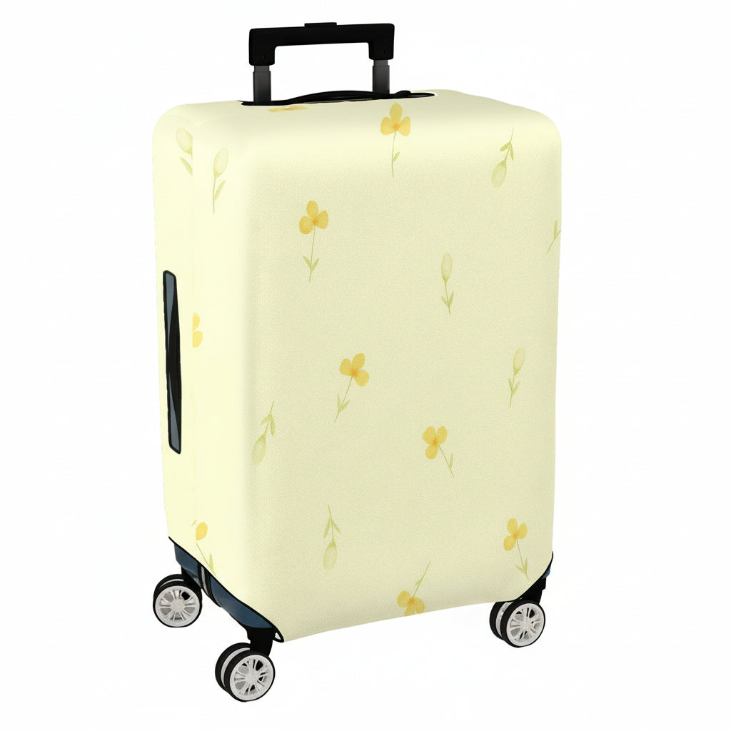 1-Piece Floral Botanical Watercolor Simple Yellow  Suitcase Luggage Cover, Stretch Protective Sleeve