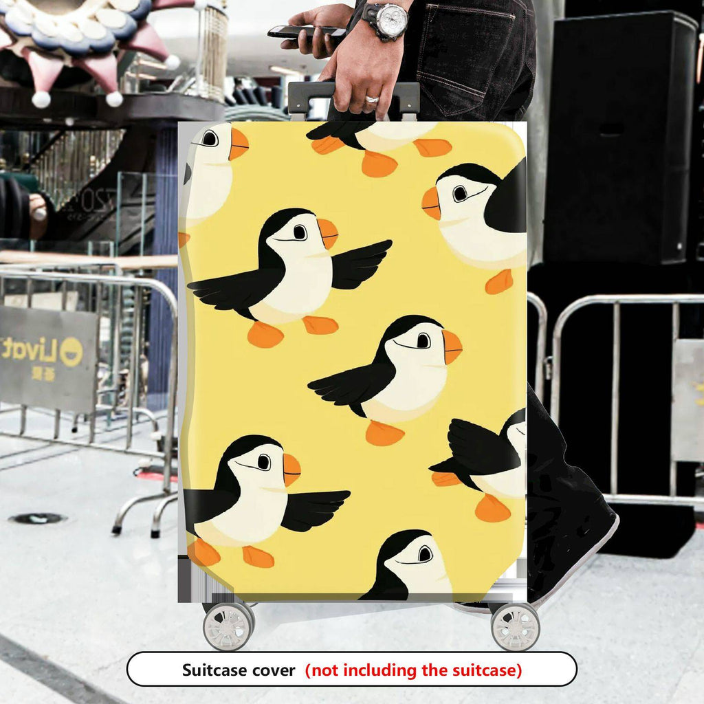 1-Piece Animal Puffin Yellow Vibrant Fun  Suitcase Luggage Cover, Stretch Protective Sleeve