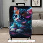 1-Piece Galaxy Cat Cosmic Space Kitten Starry Whiskers Nebula  Suitcase Luggage Cover, Stretch Protective Sleeve
