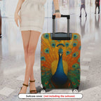 1-Piece Peacock Feather Pattern Vibrant Colorful Artistic Stylish  Suitcase Luggage Cover, Stretch Protective Sleeve