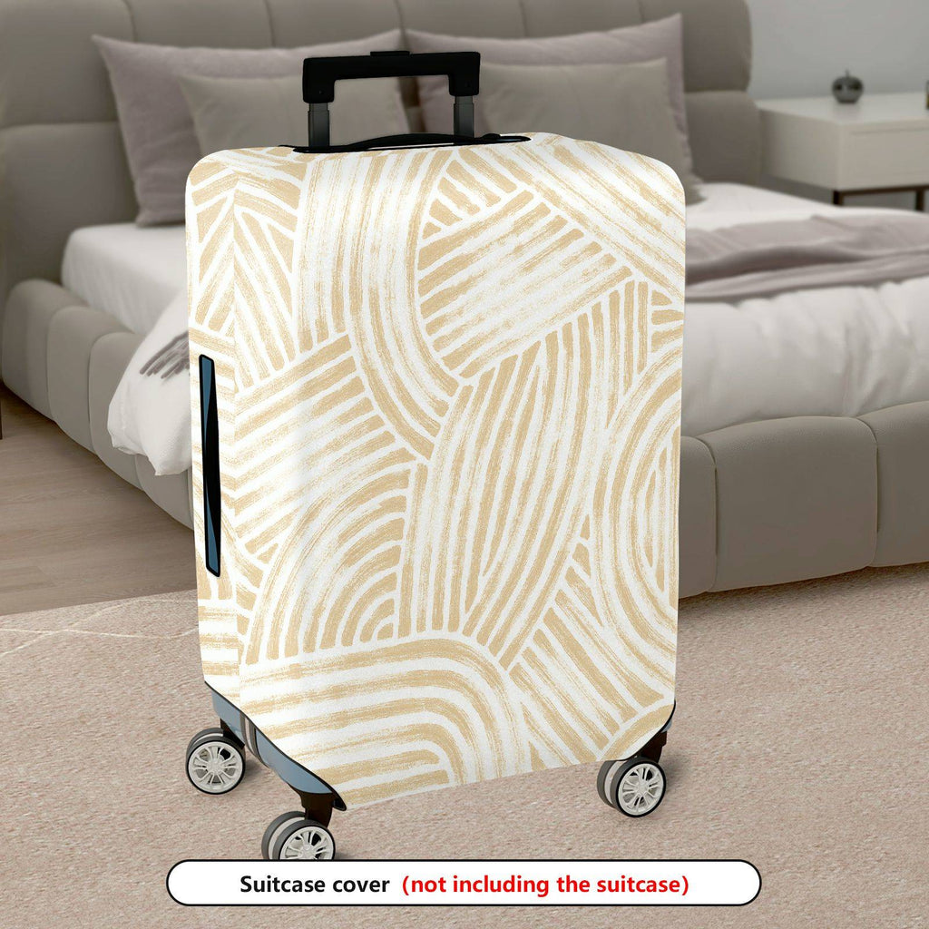 1-Piece Abstract Stripe Beige Pattern Simple Elegant Minimalist Stylish  Suitcase Luggage Cover, Stretch Protective Sleeve