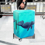 1-Piece Aqua Manatee Underwater Ocean Blue Sea  Suitcase Luggage Cover, Stretch Protective Sleeve