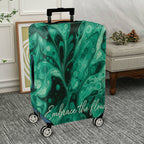 1-Piece Abstract Marble Swirl Green Artistic Flow  Suitcase Luggage Cover, Stretch Protective Sleeve
