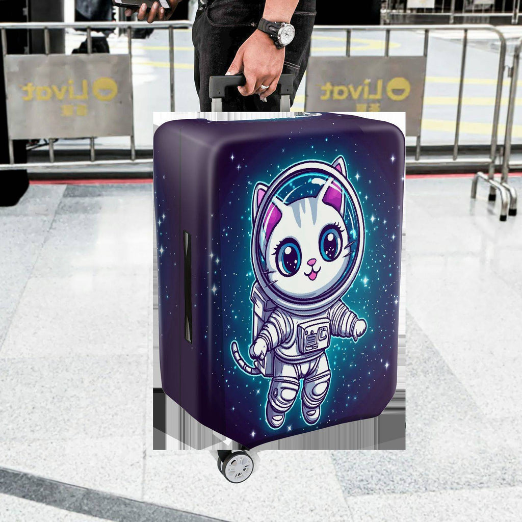 1-Piece Cosmic Kitty Astronaut Space Galaxy Stars  Suitcase Luggage Cover, Stretch Protective Sleeve