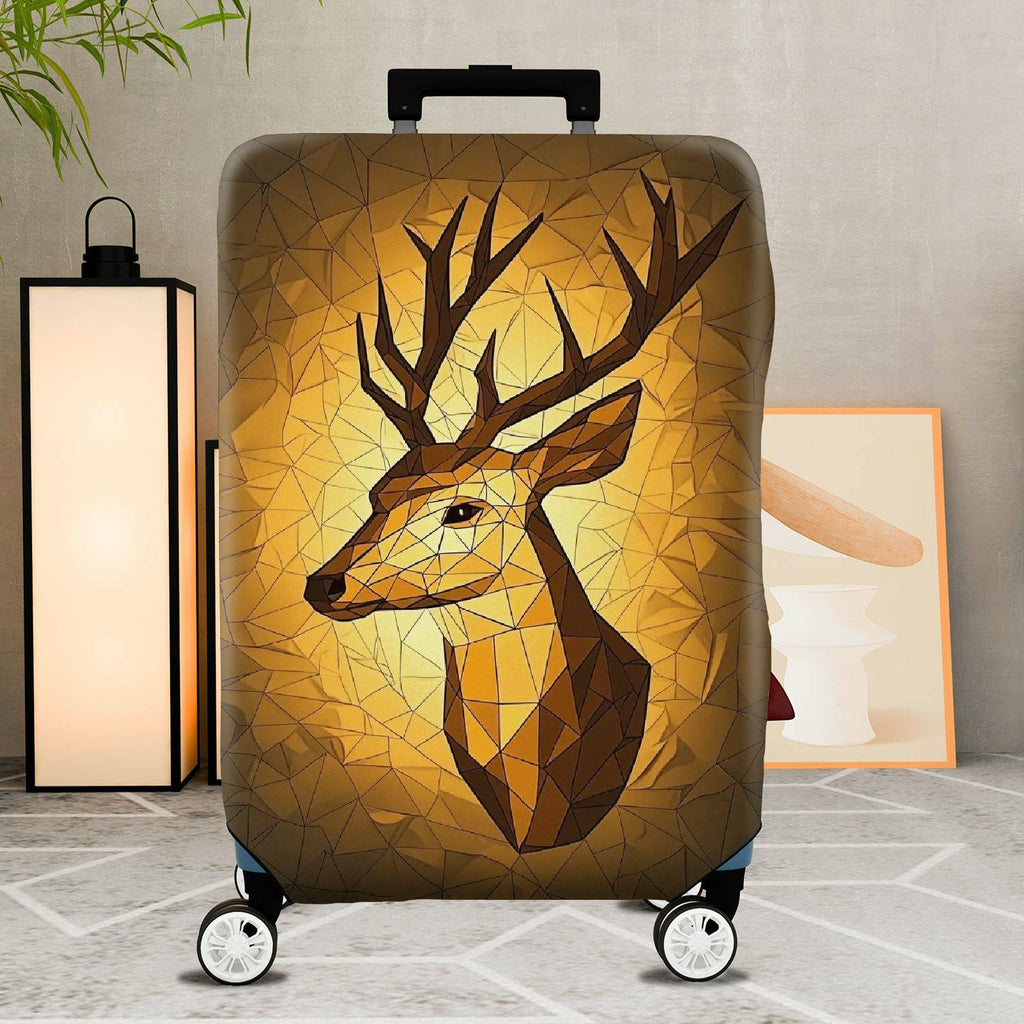 1-Piece Geometric Deer Stag Mosaic Abstract Nature Wildlife  Suitcase Luggage Cover, Stretch Protective Sleeve