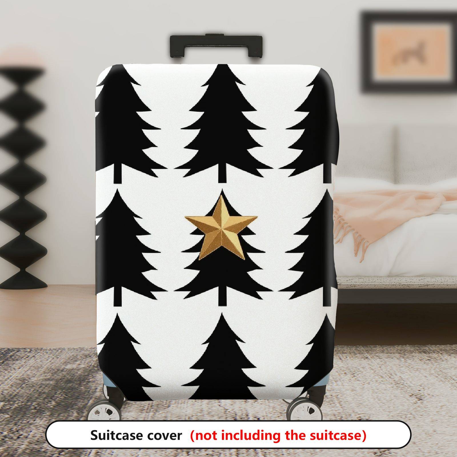 1-Piece Christmas Tree Star Holiday Festive Luggage  Suitcase Luggage Cover, Stretch Protective Sleeve