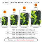 1-Piece Abstract Swirl  Green Black Artistic  Suitcase Luggage Cover, Stretch Protective Sleeve