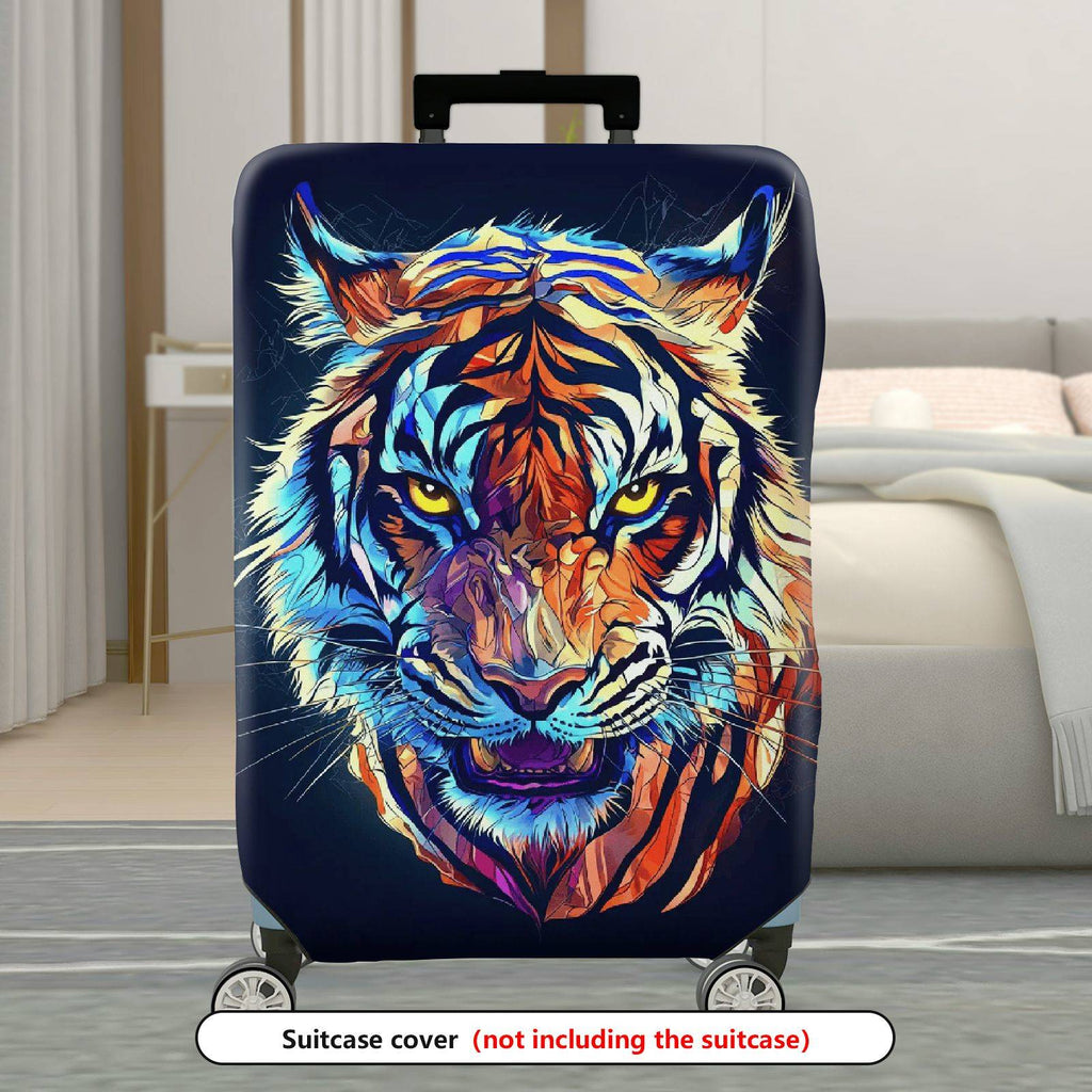 1-Piece Animal Tiger Colorful Vivid Artistic Graphic  Suitcase Luggage Cover, Stretch Protective Sleeve