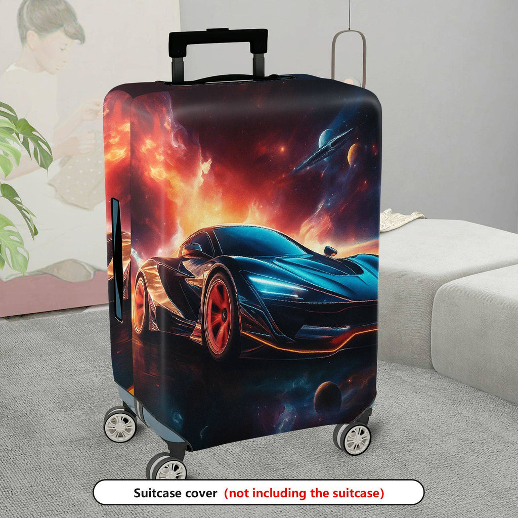 1-Piece Futuristic Space Race Car Galaxy Nebula Cosmic  Suitcase Luggage Cover, Stretch Protective Sleeve