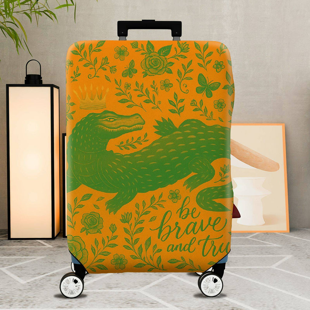 1-Piece Alligator Crown Floral Inspirational Text Adventure Animal  Suitcase Luggage Cover, Stretch Protective Sleeve