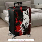 1-Piece Red Black Wolf Animal Abstract Stylish Cool Artistic  Suitcase Luggage Cover, Stretch Protective Sleeve