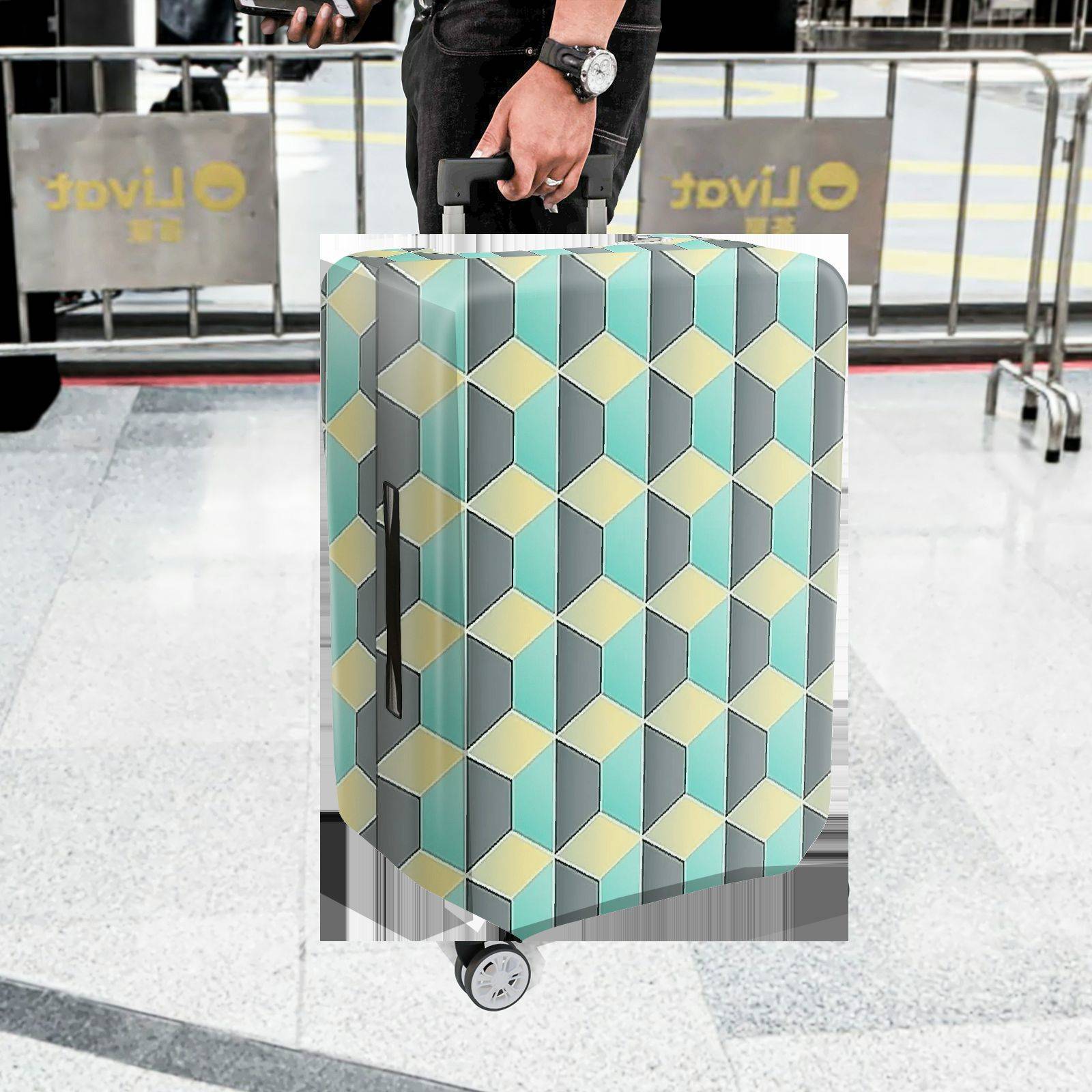1-Piece Geometric Pattern Colorful Modern Stylish Trendy Artistic  Suitcase Luggage Cover, Stretch Protective Sleeve