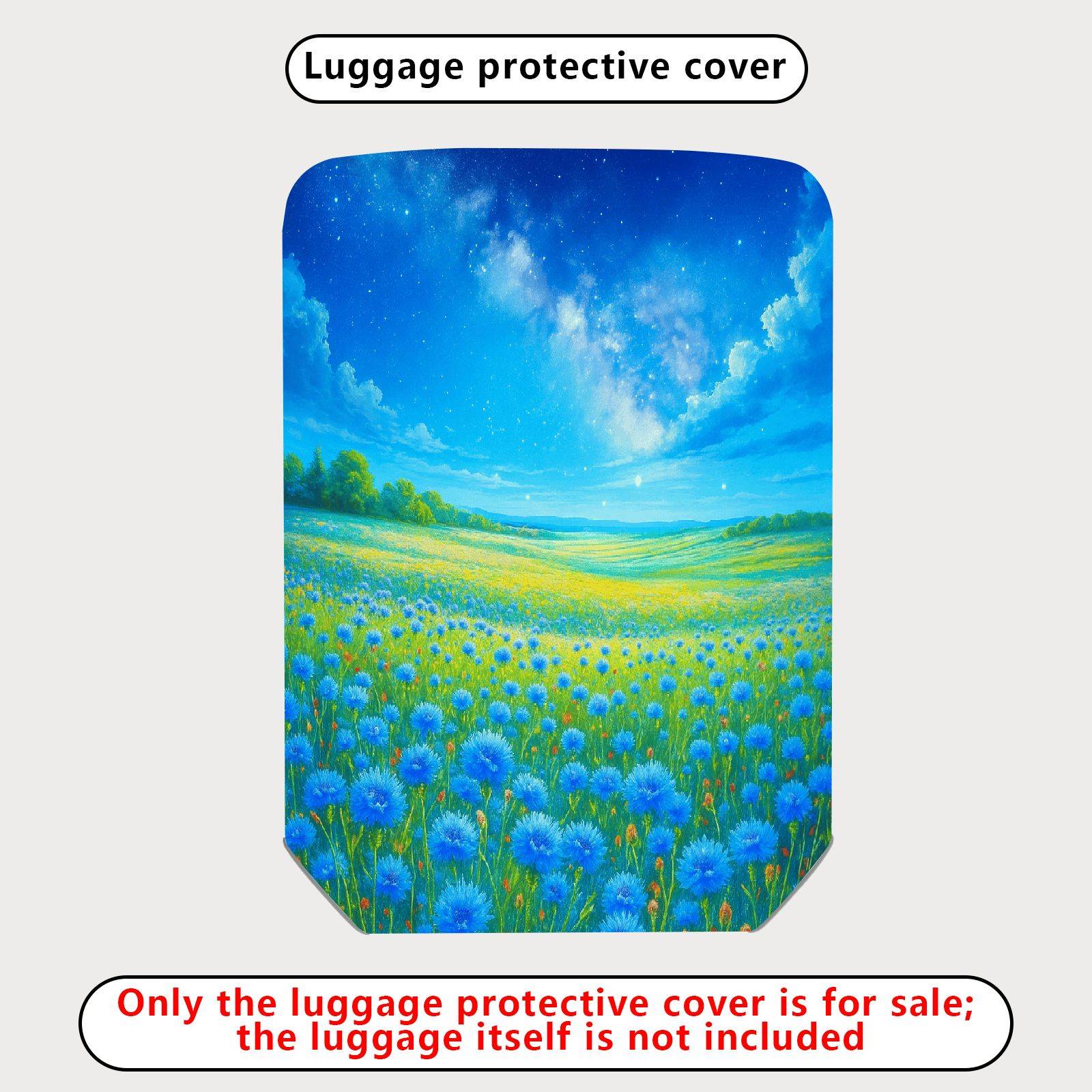 1-Piece Starry Sky Field Meadow Nature Landscape Cosmic  Suitcase Luggage Cover, Stretch Protective Sleeve