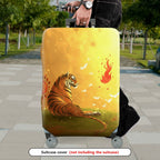 1-Piece Golden Tiger  Birds Mandala Artistic  Suitcase Luggage Cover, Stretch Protective Sleeve