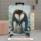 1-Piece Penguin Family Winter Snow Forest Christmas Holiday  Suitcase Luggage Cover, Stretch Protective Sleeve