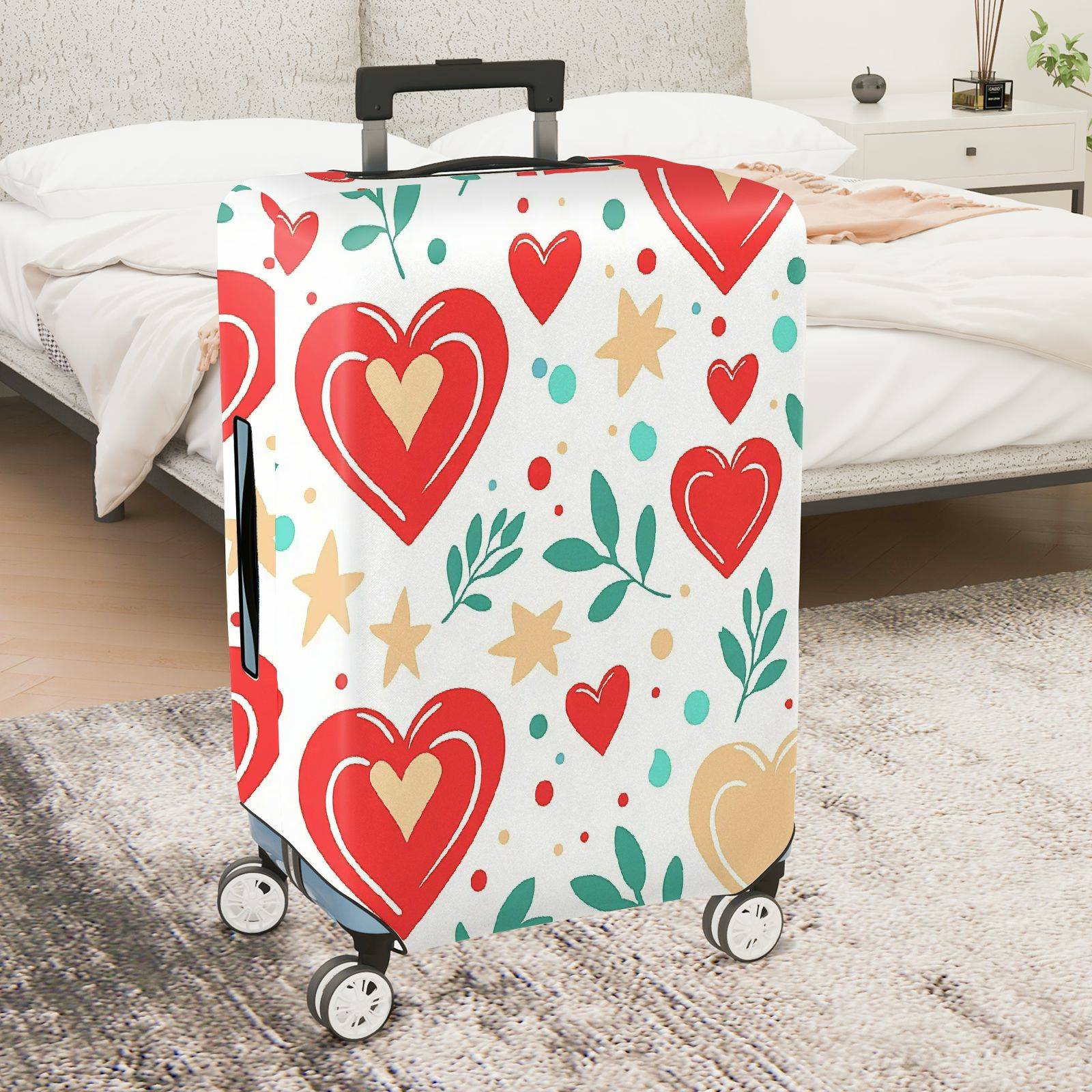 1-Piece Heart Leaf Star Dot Geometric Romantic  Suitcase Luggage Cover, Stretch Protective Sleeve