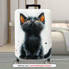1-Piece Cute Cat Artistic Black Kitten Animal Nature  Suitcase Luggage Cover, Stretch Protective Sleeve