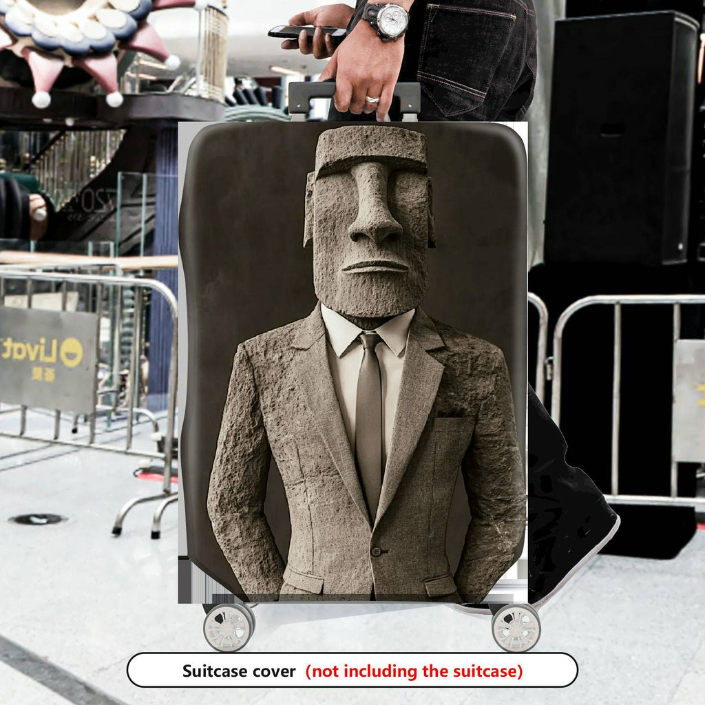 1-Piece Abstract Sculpture Suit Moai Art Stone  Suitcase Luggage Cover, Stretch Protective Sleeve