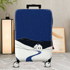 1-Piece Snowy Night Winter Holiday House Scenic Blue  Suitcase Luggage Cover, Stretch Protective Sleeve