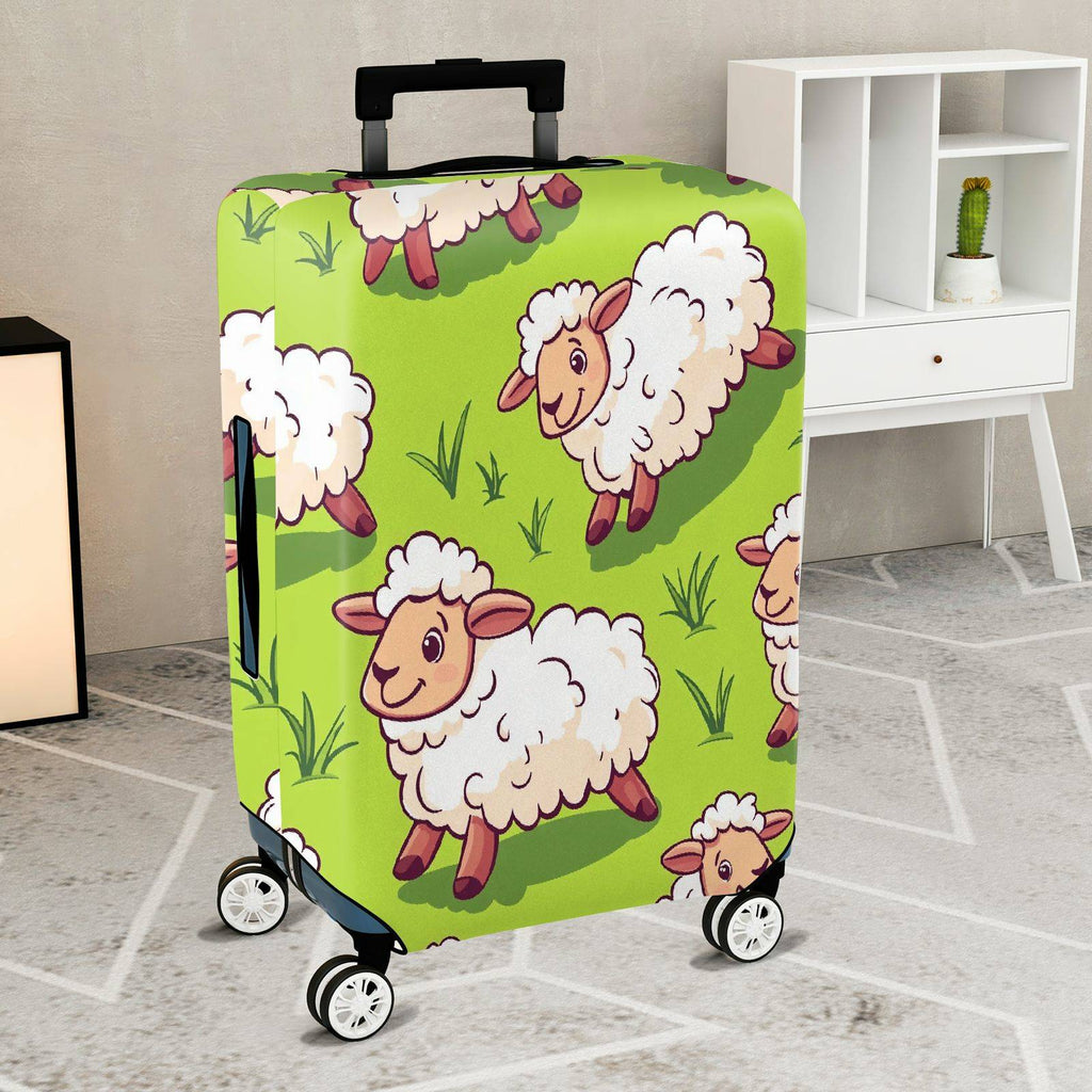 1-Piece Adorable  Sheep Green Pasture Farm Animal Travel  Suitcase Luggage Cover, Stretch Protective Sleeve